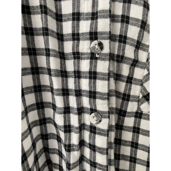 Auden Women's Medium Long Sleeve Plaid Brushed Cotton Flannel Pajama Top - Picture 6 of 8